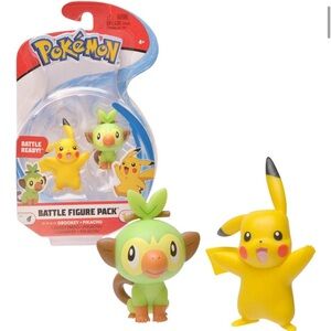 Pokemon Pikachu and Grookey Action Figures - Yellow and Green